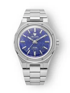 Nivada Grenchen F77 Black Ceramic Lapis Lazuli Dial 68022A77