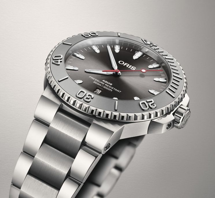 Oris Aquis 01 733 7789用シルバーベルト 23mm Oris Aquis Date 43.5 Relief / Bracelet 01 733 7789 4153-07 8 23 04PEB