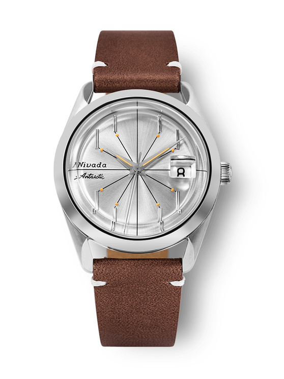 Nivada Grenchen Antarctic Spider 38mm Silver / Leather 32023A02 at