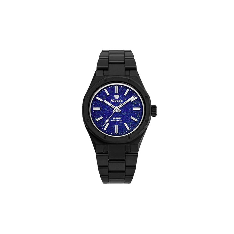 Nivada Grenchen F77 Black Ceramic Lapis Lazuli Dial 68022A77