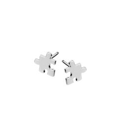 Akillis Mini Puzzle Stud Earrings / White Gold