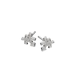 Akillis Mini Puzzle Stud Earrings / White Gold