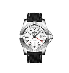 Breitling Avenger Automatic GMT 43 Stainless Steel / White / Leather / Pin