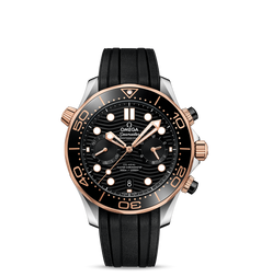 Omega Seamaster Diver 300M Chronograph Omega Co-Axial Master Chronometer Stainless Steel / Sedna Gold / Black / Rubber