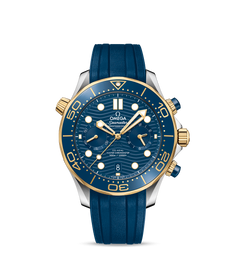 Omega Seamaster Diver 300M Chronograph Omega Co-Axial Master Chronometer Stainless Steel / Yellow Gold / Blue / Rubber