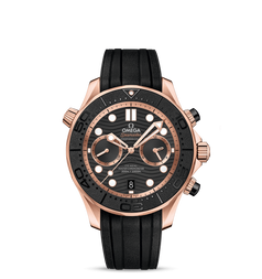 Omega Seamaster Diver 300M Chronograph Omega Co-Axial Master Chronometer Sedna Gold / Black / Rubber