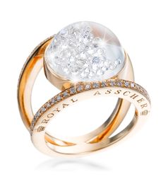 Royal Asscher Stars Elara Pave Small Ring / Rose Gold