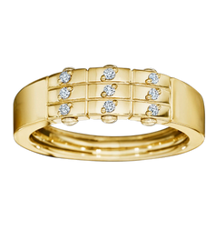 Royal Asscher DNA Triple Diamond Row Ring