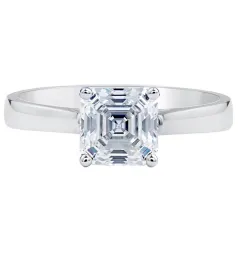 Royal Asscher Ingrid Diamond Solitaire Engagement Ring / 0.75ct