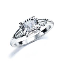 Royal Asscher Cut 3-Stone Engagement Ring 