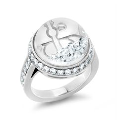 Royal Asscher Stars Lyra Pave Small Ring / White Gold