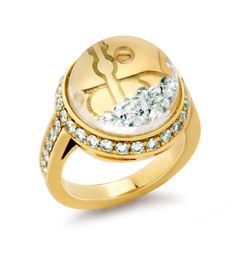 Royal Asscher Stars Lyra Pave Small Ring / Yellow Gold