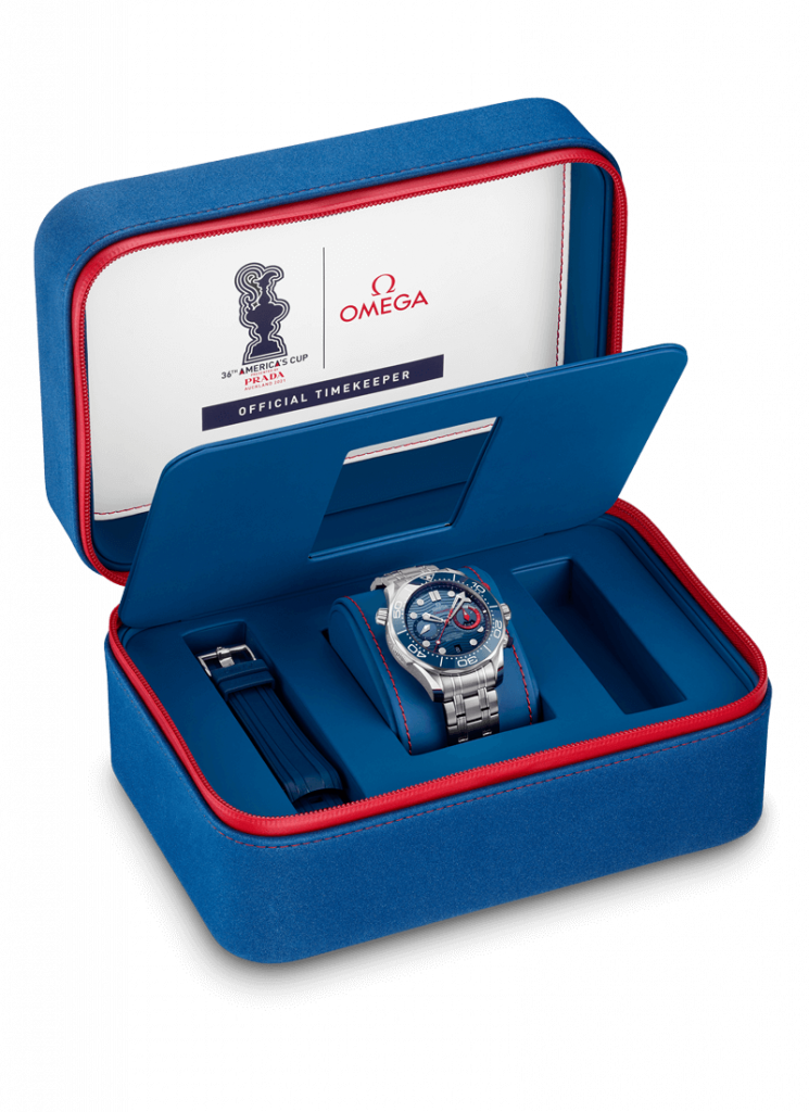Omega Seamaster 300M Chronograph AMERICA'S CUP 2021 44mm Blue Dial  210.30.44.51.03.002 Box Papers